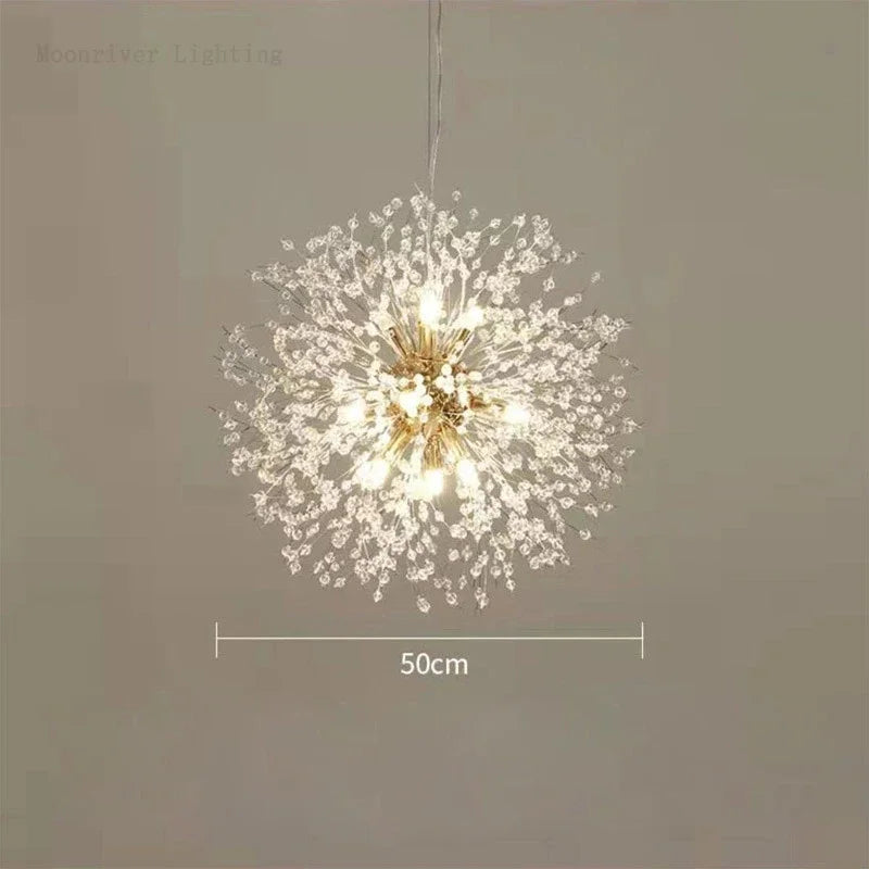 Afralia™ Luxury Crystal Dandelion Chandelier for Modern Living Room, LED Pendant Light