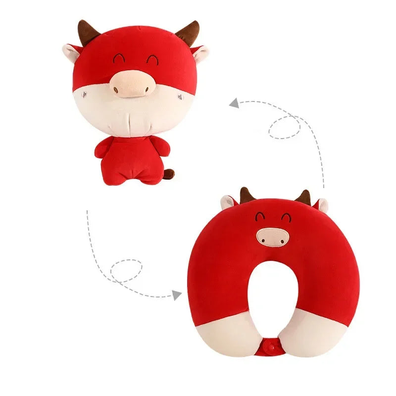 Afralia™ Cute Plush Animal Neck Pillow for Comfortable Travel & Office Rest