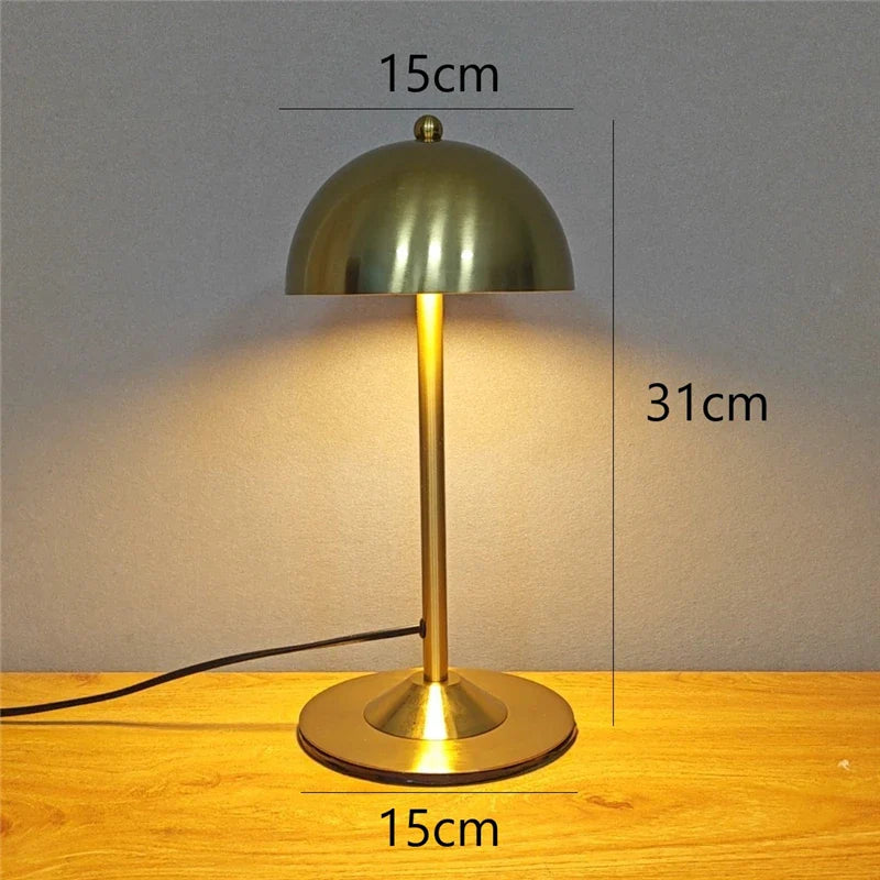 Afralia™ Modern Mushroom Shaped Golden Floor Lamp for Bedroom Study, LED Table Lamp