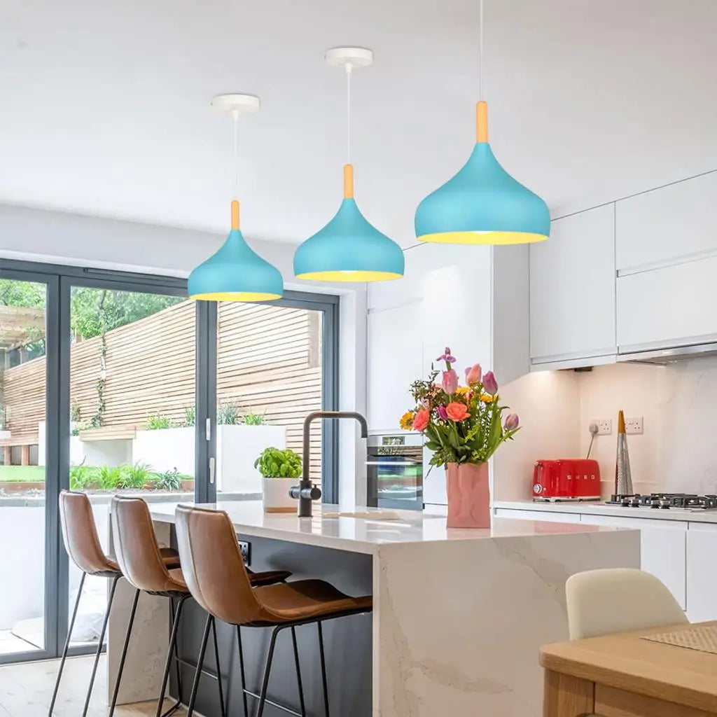 Afralia™ Blue Nordic Pendant Lights E27 Modern Hanging Lamps for Living Dining Kitchen