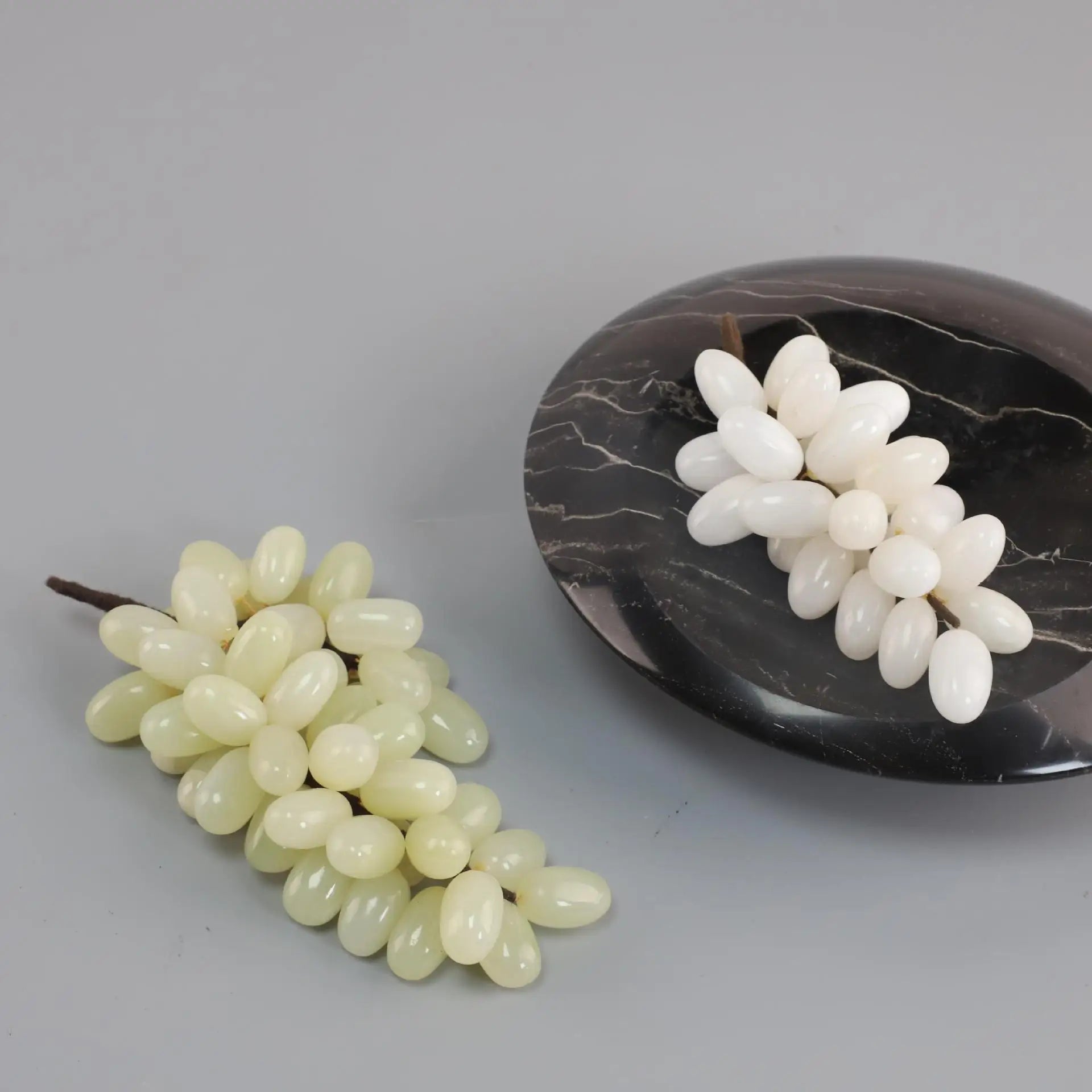 Afralia™ Jade Grape Sculpture Handmade Desk Decor Fruit Figurine