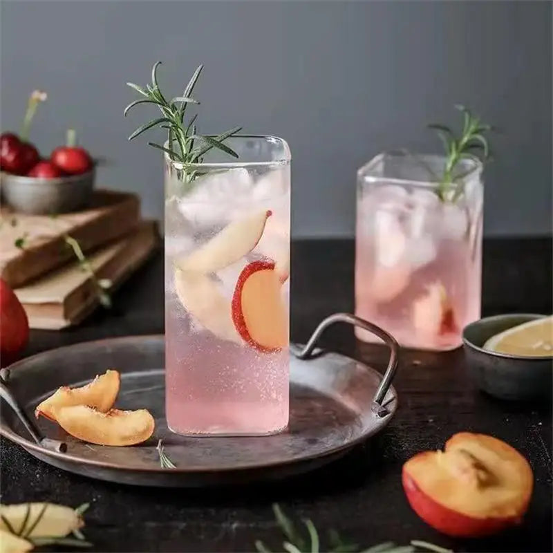 Afralia™ Square Glass Cold Drink Tumbler | Large Capacity for Iced Coffee, Milk Tea, and More