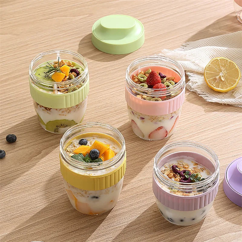 Afralia™ Breakfast Cup with Spoon: Portable Food Storage Container for Students and Picnics