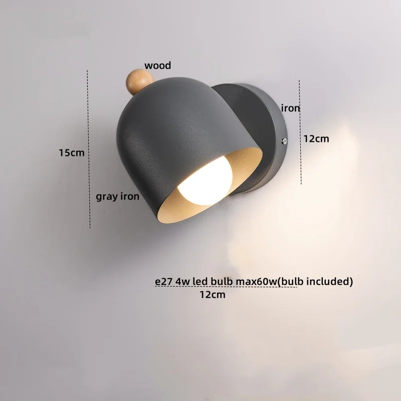 Afralia™ Wood Iron LED Wall Lights with Pull Chain Switch for Modern Living Spaces