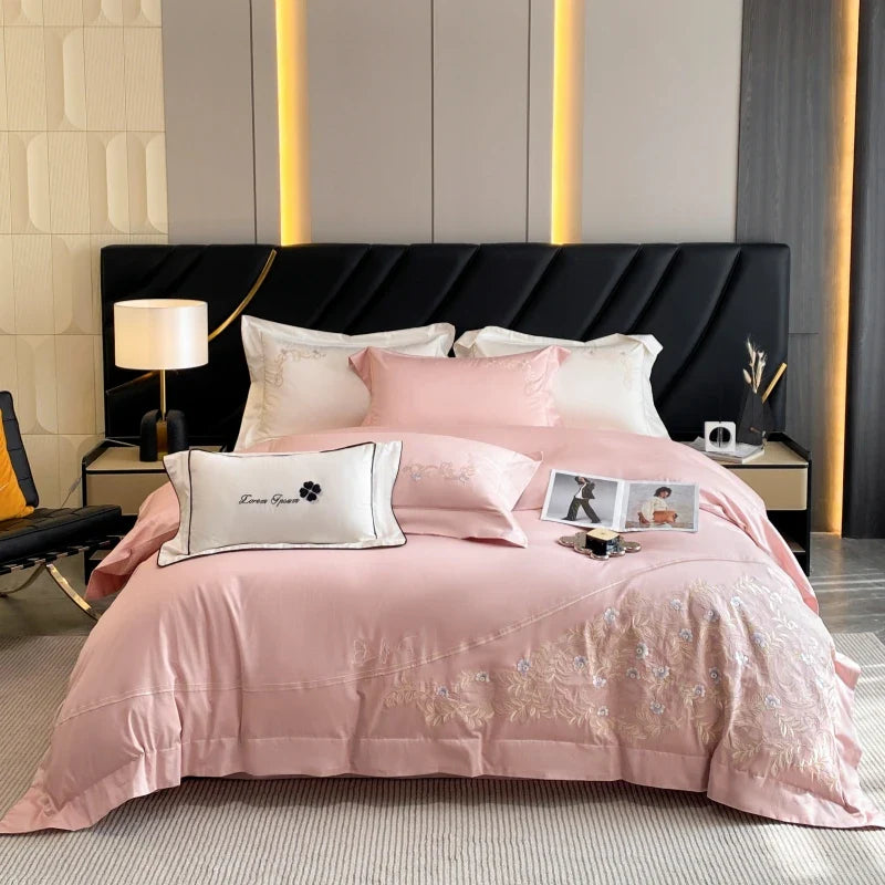 Afralia™ Luxury Embroidery Wedding Cotton Bedding Set