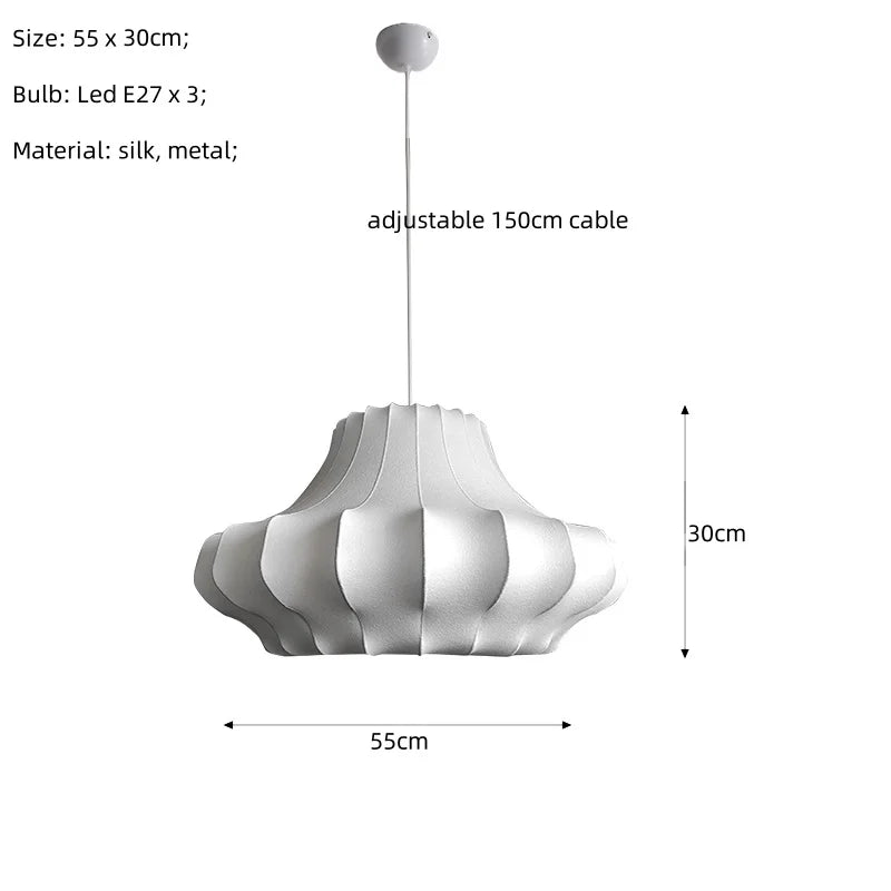 Afralia™ Silk LED Chandelier Pendant Light for Nordic Home Decor