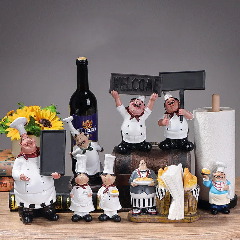 Afralia™ Chef Figure Paper Holder Sculpture for Kitchen Home Decor