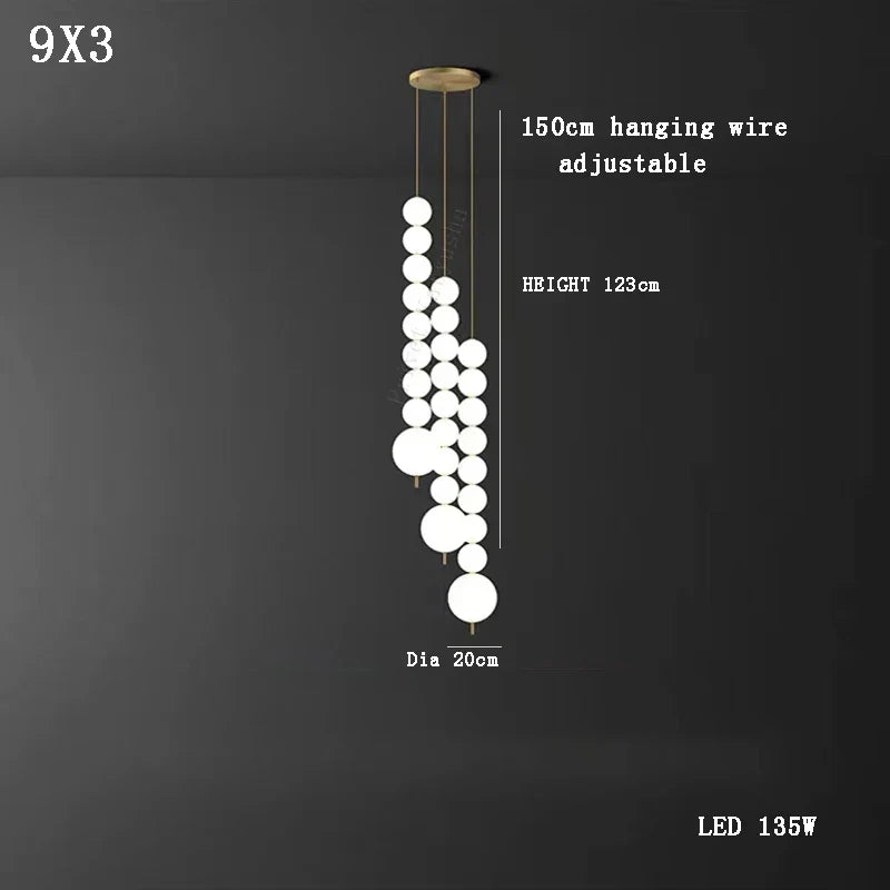 Afralia™ Modern Magic Bean Brass White Ball LED Ceiling Chandelier