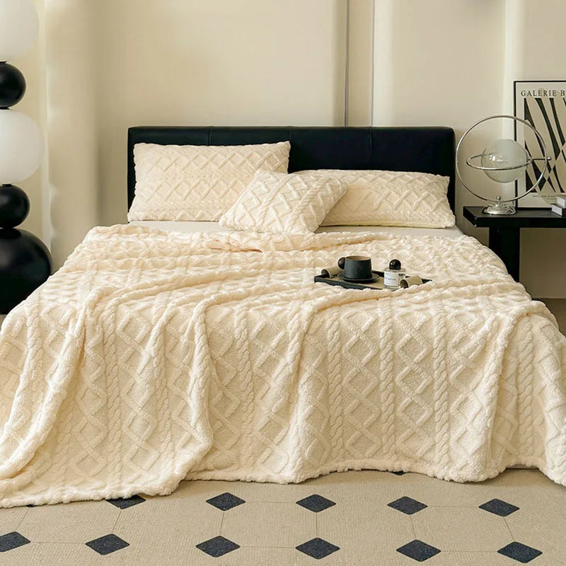Afralia™ Taffeta Velvet Jacquard Plush Blanket: Soft, Fluffy, Colorfast Sofa Cover for Winter