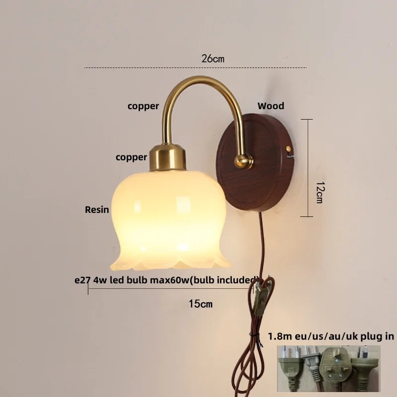 Afralia™ Glass LED Wall Sconce with Pull Chain Switch for Hallway, Bedroom, and Foyer