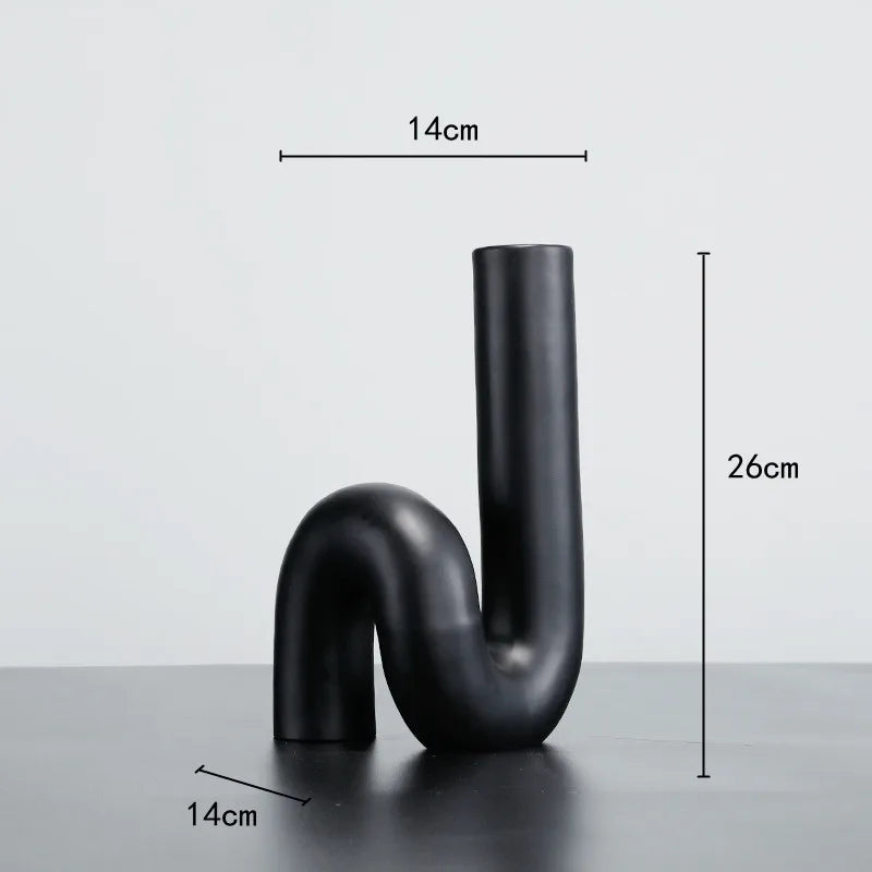Afralia™ Black Pipe Geometric Resin Twist Knot Figurine - Home Decor Accessory