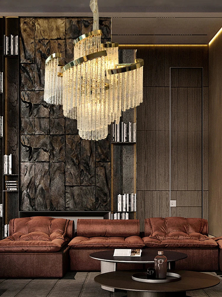 Afralia™ Icicle Glass Chandelier: Handmade Luxury Indoor Hanging Lamps for Living Room