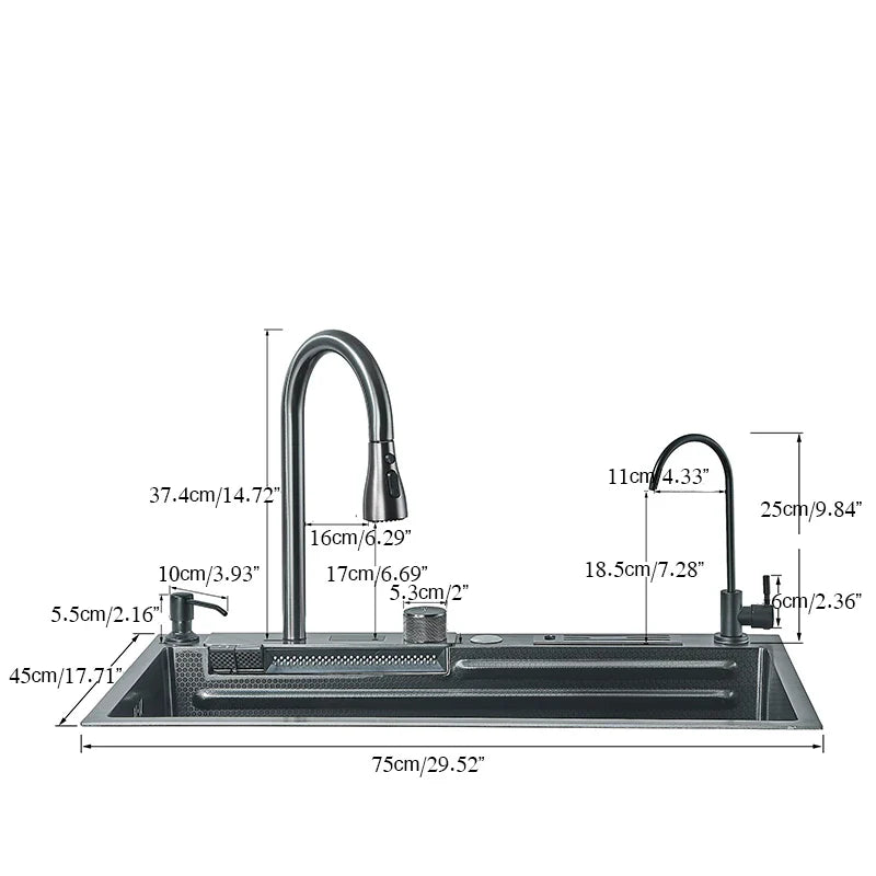 Afralia™ Stainless Steel Kitchen Sink Faucet Set with Digital Display - Complete Solution