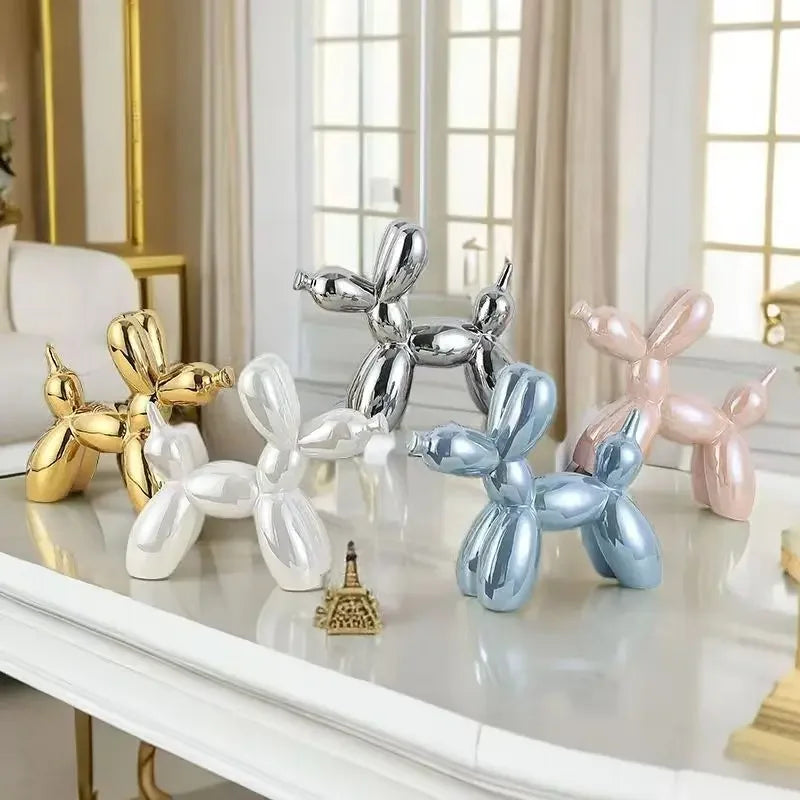 Afralia™ Balloon Dog Ceramic Sculpture Ornament for Home Office Decor & Gifts