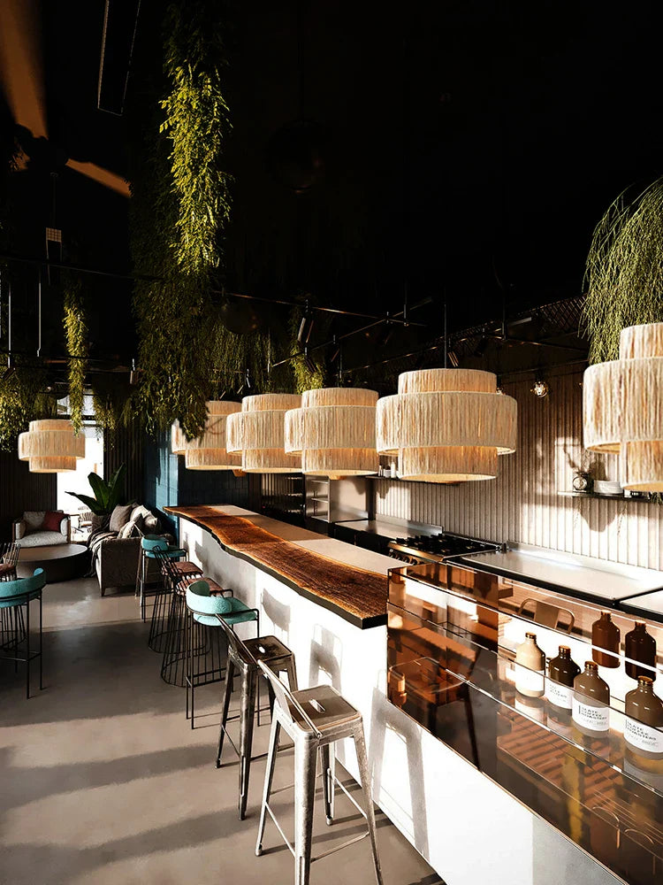 Afralia™ Wabi Sabi Chandelier: Japanese Retro Straw Pendant Light for Living Room, Bedroom, and Teahouse