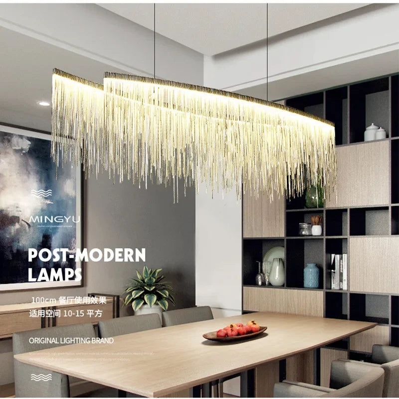 Afralia™ LED Aluminum Tassel Chandelier: Modern Waterfall Pendant Light for Living Room, Hotel, Hall