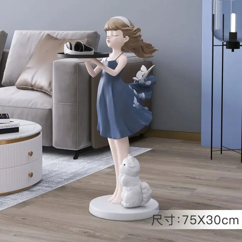 Afralia™ Nordic Fiberglass Female Statue Home Decoration Floor Sculpture