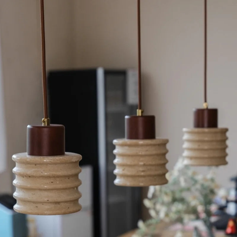 Afralia™ Yellow Travertine LED Pendant Light - Modern Nordic Adjustable Hanging Lamp