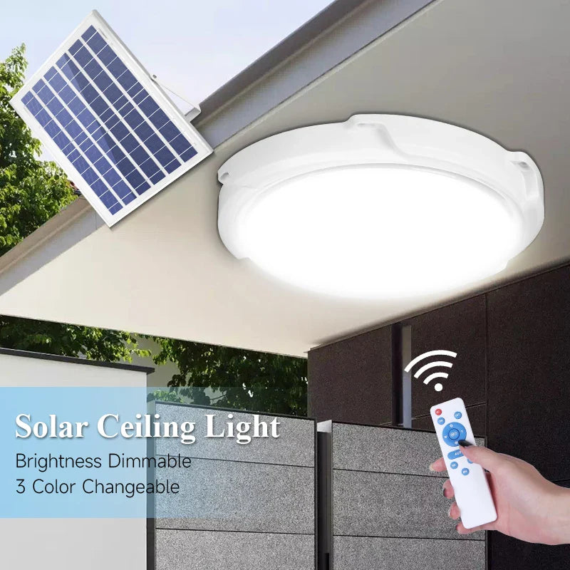 Afralia™ Solar Power Ceiling Lamp | Indoor Outdoor LED Light | IP65 Waterproof Solar Energy Lighting