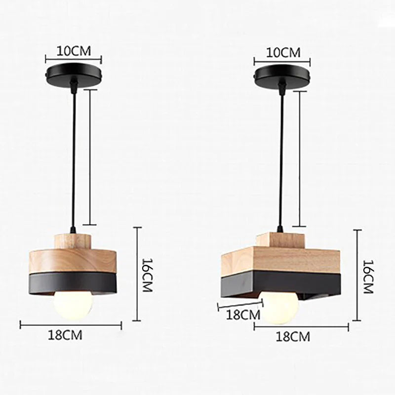 Afralia™ Nordic Square Wooden LED Pendant Light for Home Decor