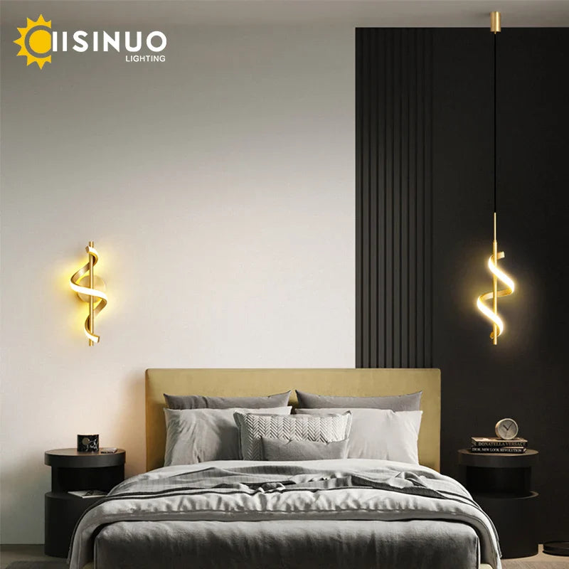 Afralia™ Gold Copper LED Wall Sconce for Bedroom Living Room Hallway