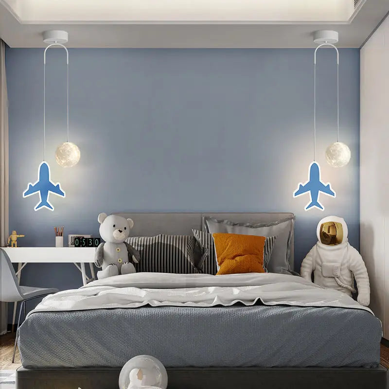 Afralia™ Kids Star Cloud Moon Pendant Lamp with Remote Control Dimming