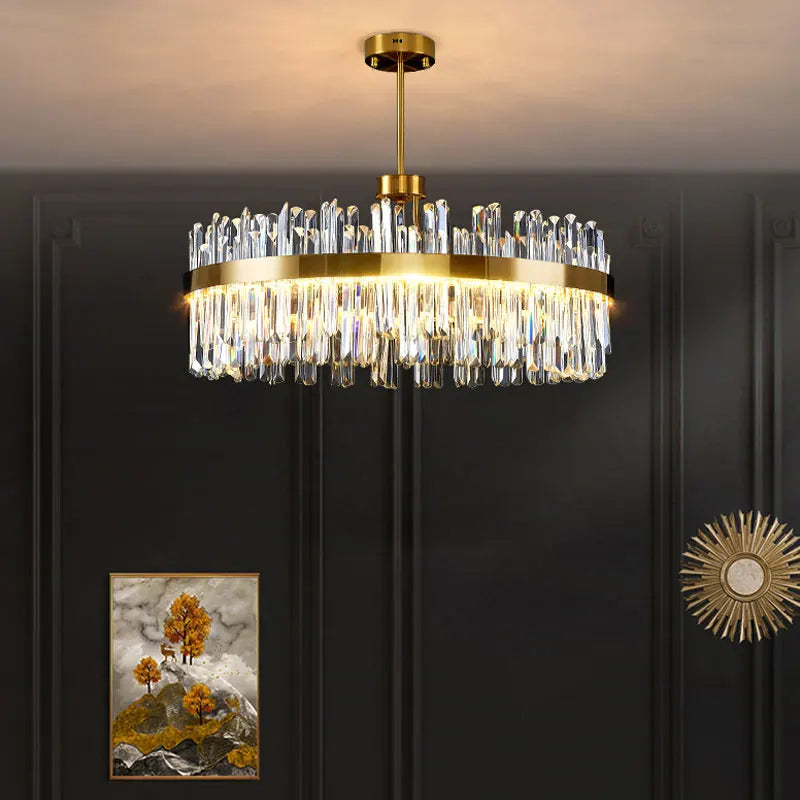 Afralia™ Crystal Round Ceiling Chandelier: Luxe Nordic Living Room Dining Room Pendant Light