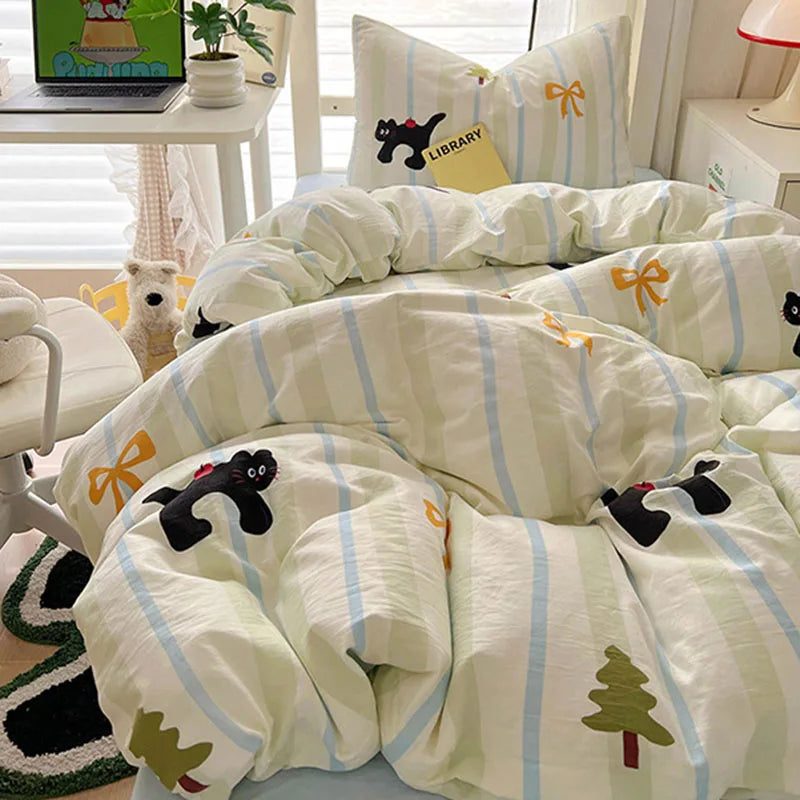 Afralia™ Cartoon Printed Bedding Sets: Super-Soft, Skin Friendly, Summer Bed Sheet, Duvet Cover, Pillowcases