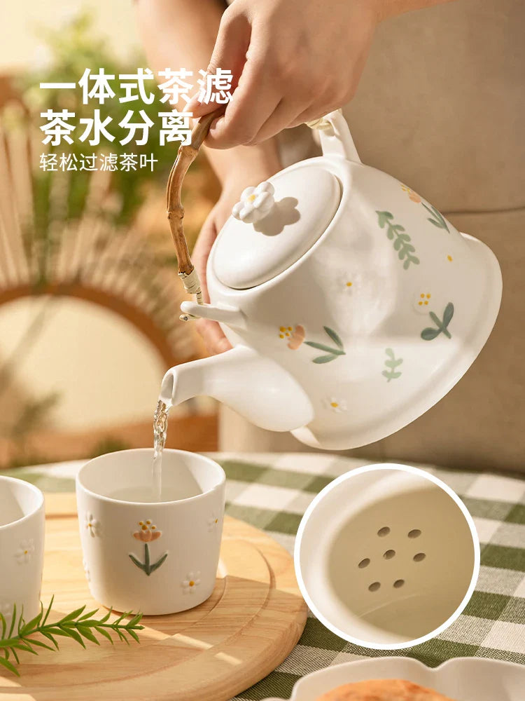 Afralia™ Daisy Teapot Set: New Wedding Gift Souvenir Tea Set in Branded Gift Box