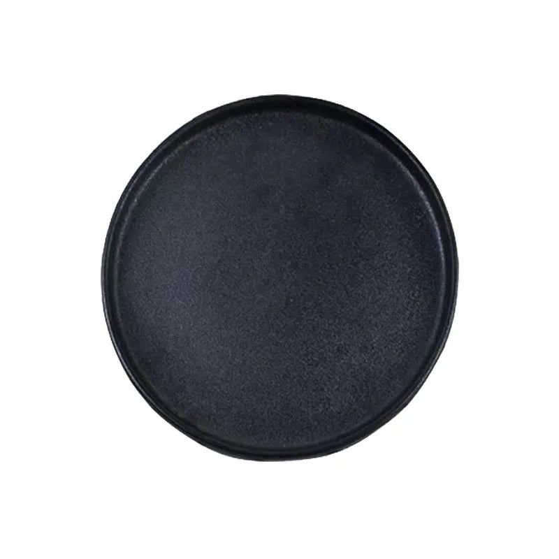 Afralia™ Black Ceramic Dinner Plate Steak Salad Lunch Plate Tray - Hotel Restaurant Tableware