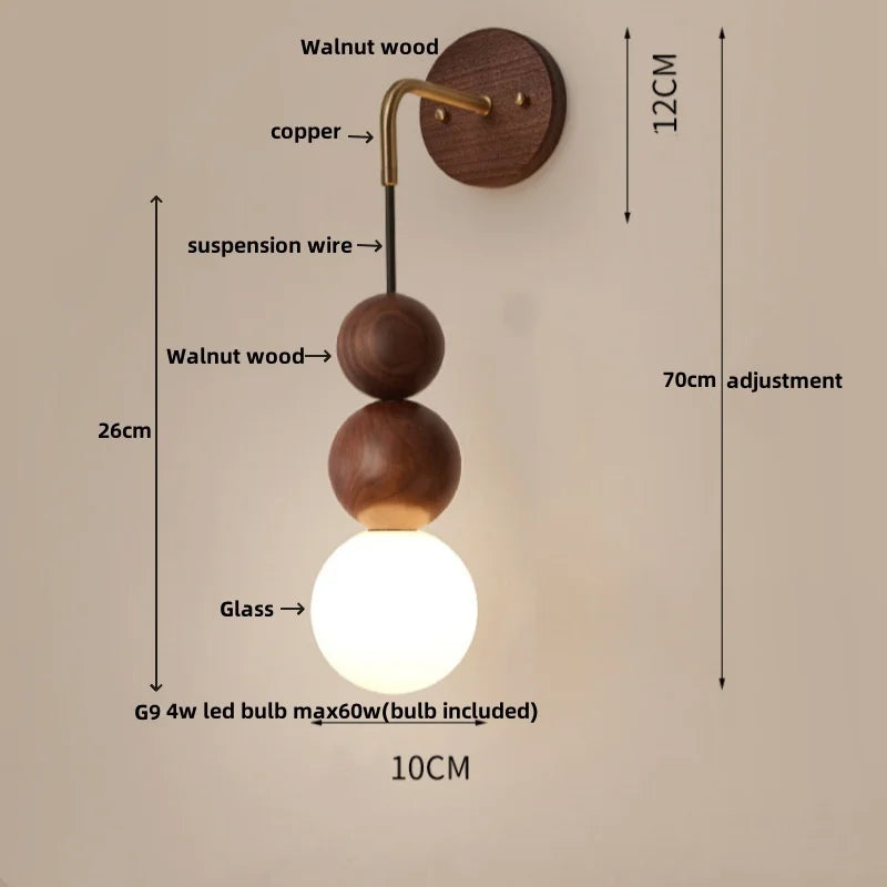 Afralia™ LED Walnut Wood Wall Light Sconce with Adjustable Acrylic Lamparas