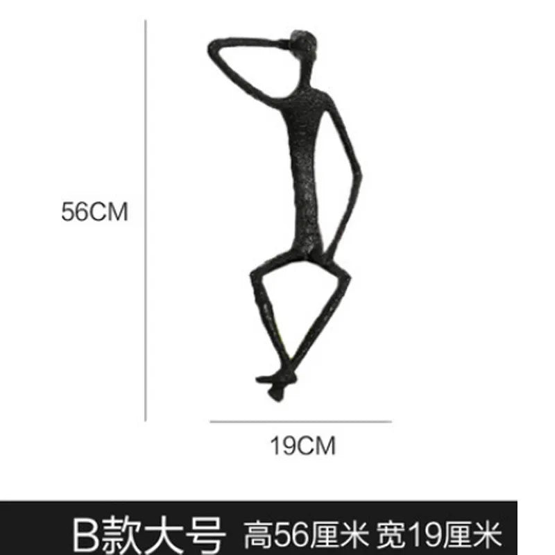 Afralia™ Seated Figure Metal Portrait Sculpture, Handcrafted Iron Statue for Home Decor