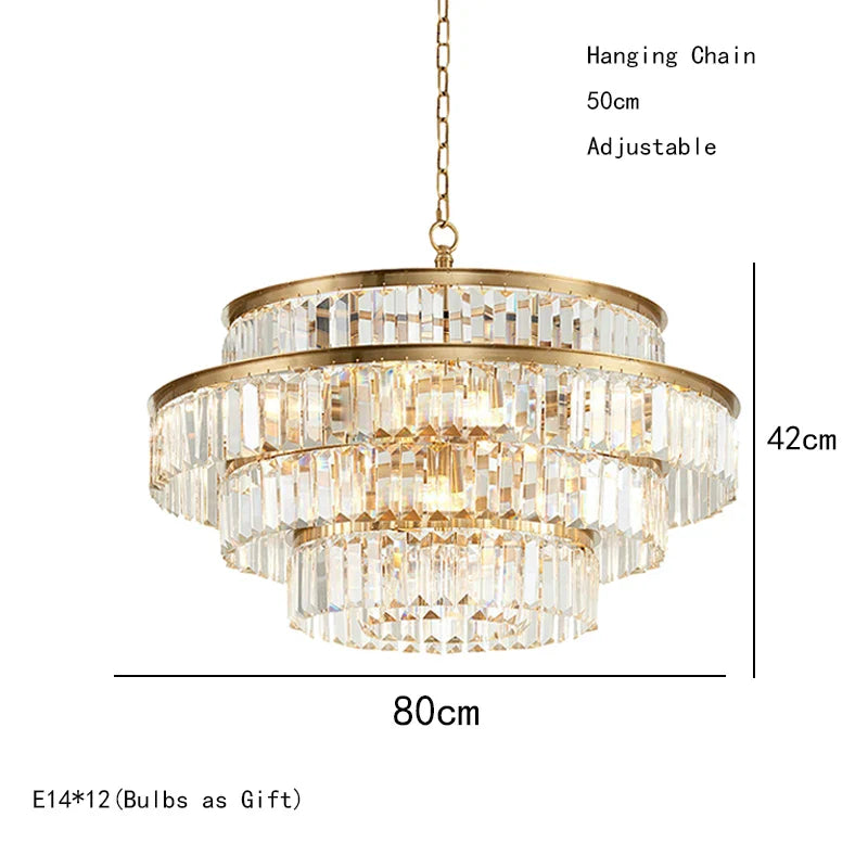 Afralia™ Nordic Gold Crystal LED Chandelier for Dining Living Room Kitchen Home Decor