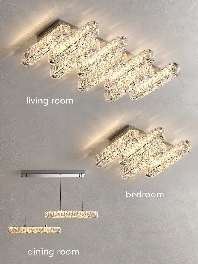 Afralia™ Crystal Liner Ceiling Chandelier: Modern Luxury Dimmable LED Lighting Fixture