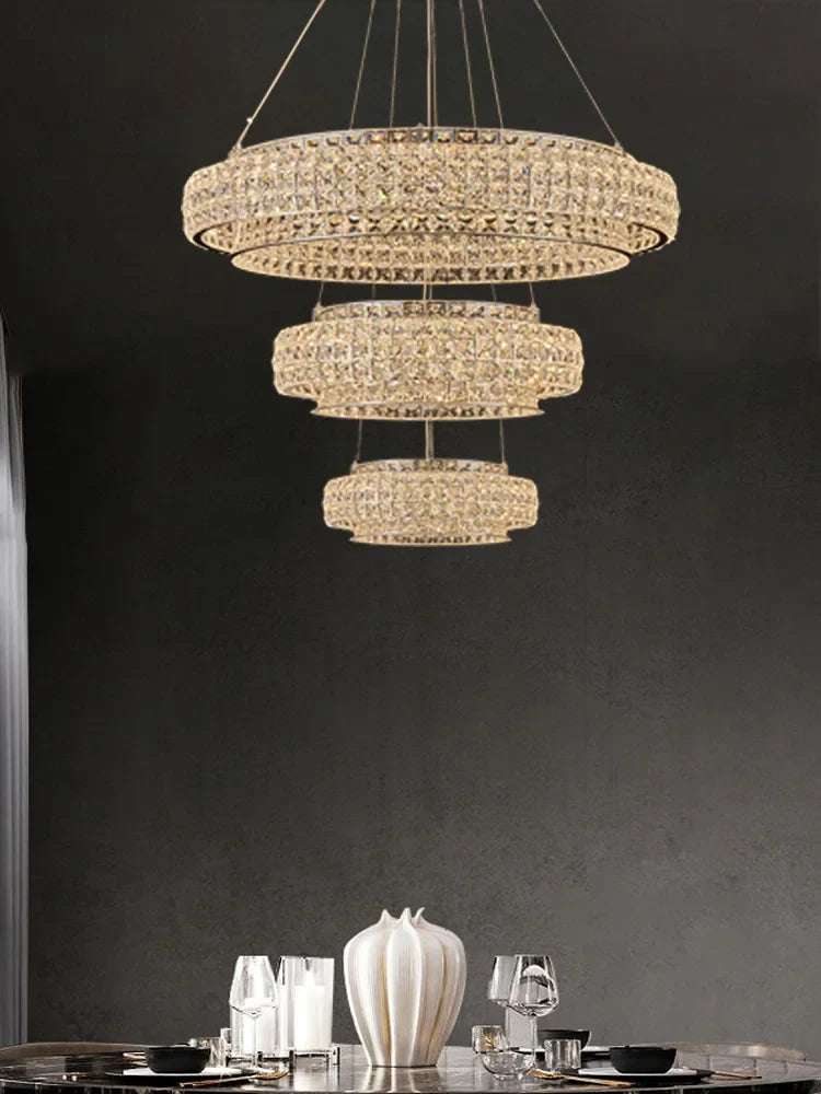 Afralia™ Modern Round Crystal LED Ceiling Lamp for Luxurious Living Room Lighting