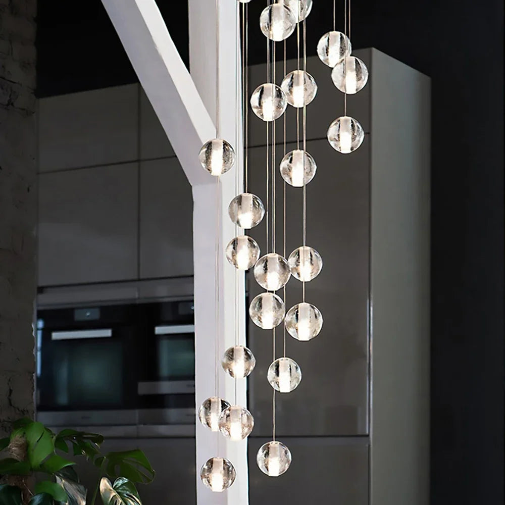 Afralia™ Crystal Ball LED Chandelier Pendant Light for Living Room Kitchen Stair Salon