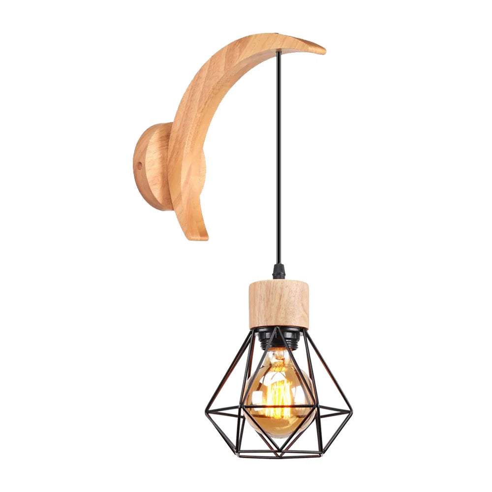 Afralia™ Modern Wood Hemp Rope Wall Sconce for Indoor Home Decor Lighting