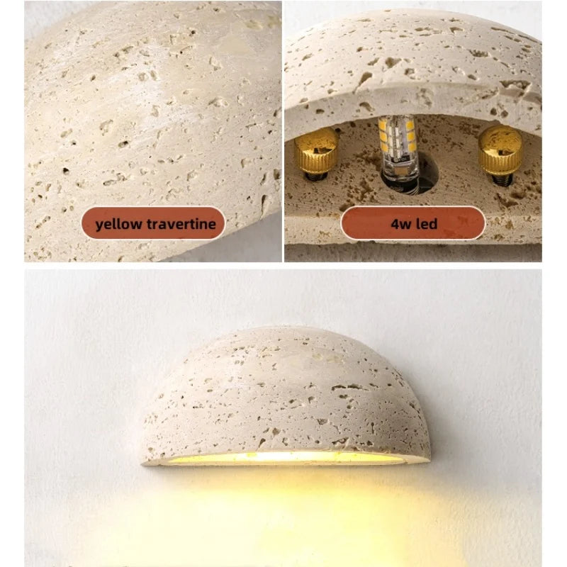 Afralia™ LED Travertine Wall Light - Natural Yellow Ambiance for Aisle, Study, Porch