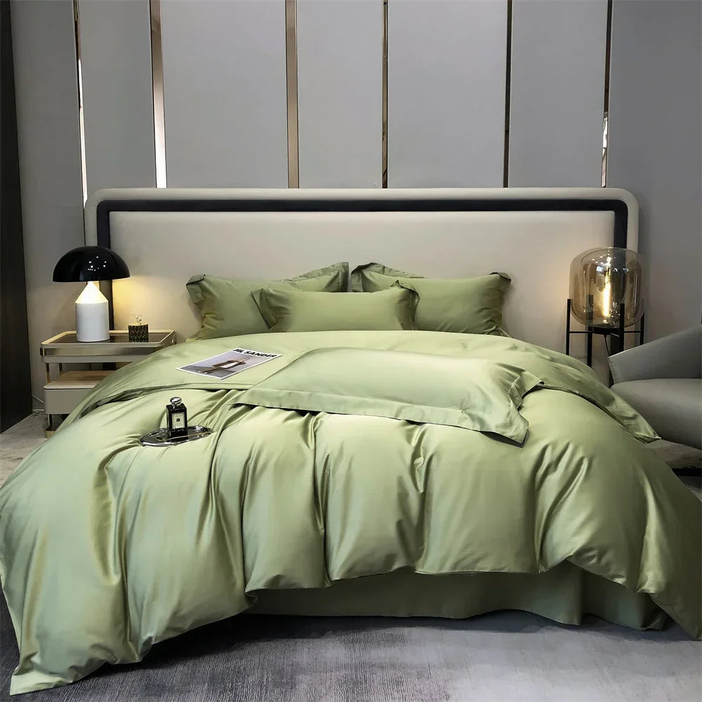 Afralia™ Egyptian Cotton Bedding Set - Solid Color Sheet Pillowcase Duvet Cover