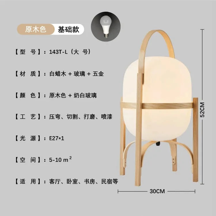 Afralia™ Solid Wood Glass Desk Lamp LED E27 Vintage Table Light Living Room Bedroom.