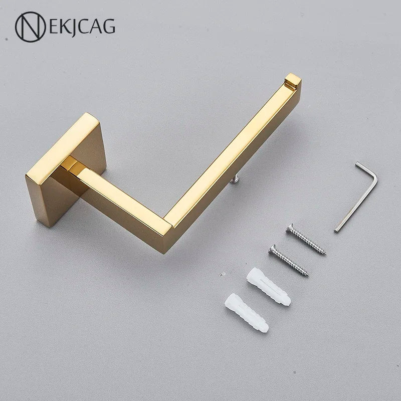 Afralia™ Gold Square Paper Holder Bathroom Accessory