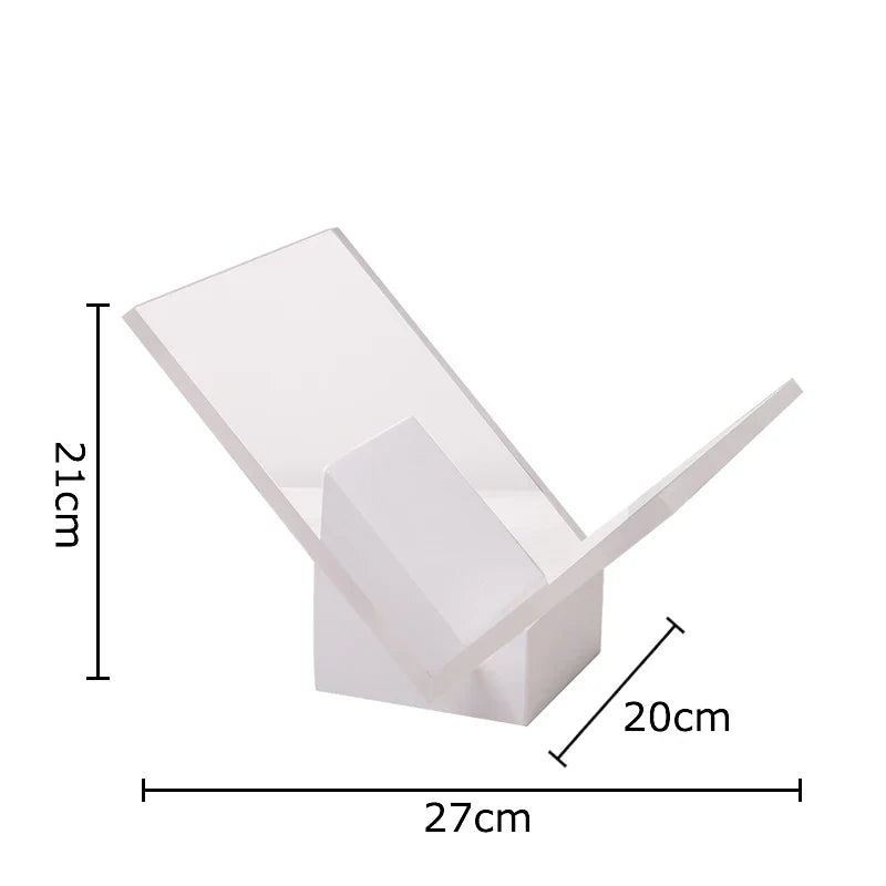 V-Shaped Transparent Book Rack on Marble Base by Afralia™: Minimalist Organizer Shelves