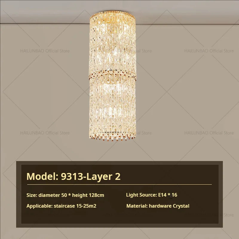 Afralia™ Sky High Crystal Chandelier Pendant Light Living Room Villa Main Light
