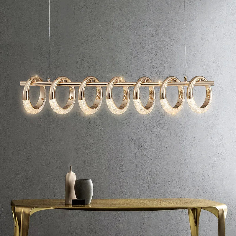 Afralia™ Gold Acrylic LED Pendant Lights for Dining Room Kitchen Bar Chandelier