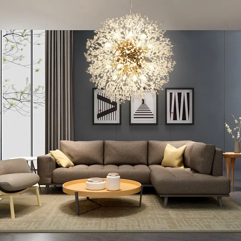 Afralia™ Crystal Snowflake Chandelier - Nordic Dandelion Gypsophila Pendant Light for Luxury Living Spaces