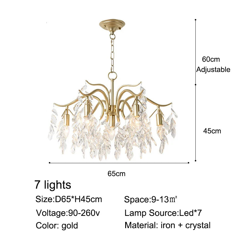 Afralia™ Crystal Bedroom Living Room Ceiling Chandelier Glossy Lamps