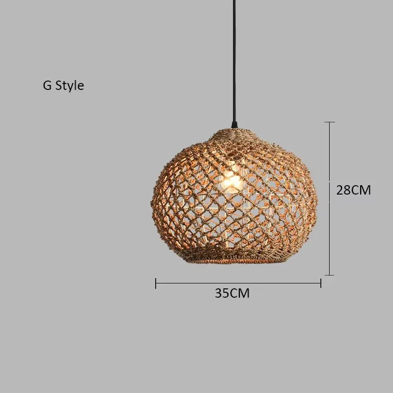 Afralia™ Hand-woven Natural Rattan Chandelier Pendant Light for Living Room Décor