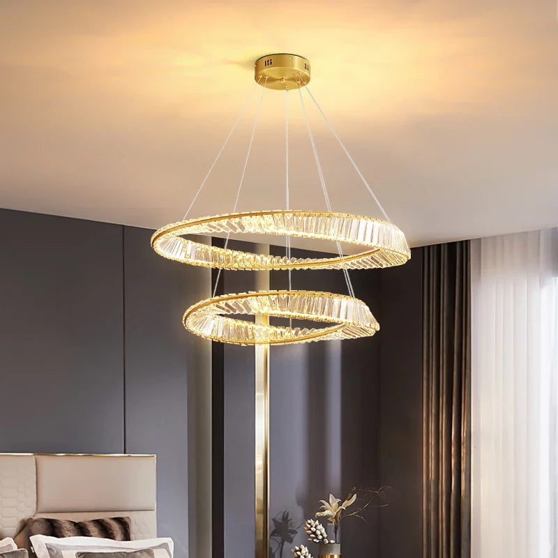 Afralia™ Crystal Chandelier: Modern Circular LED Lighting for Luxurious Living Room, Bedroom, Dining Room