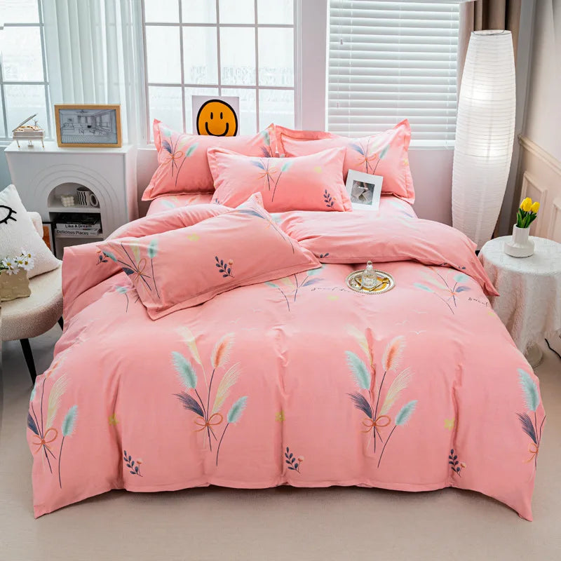 Afralia™ Luxury Cotton Printing Bedding Set - High Quality Cozy Double Quilt Cover Kit