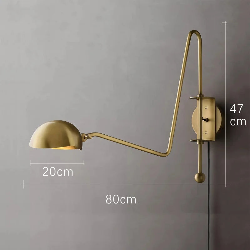 Afralia™ Black/Gold Lustre Copper Swing Arm Wall Lamp for Modern Living Spaces